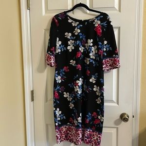 Nine West Floral Print 3/4 length sleeve dress